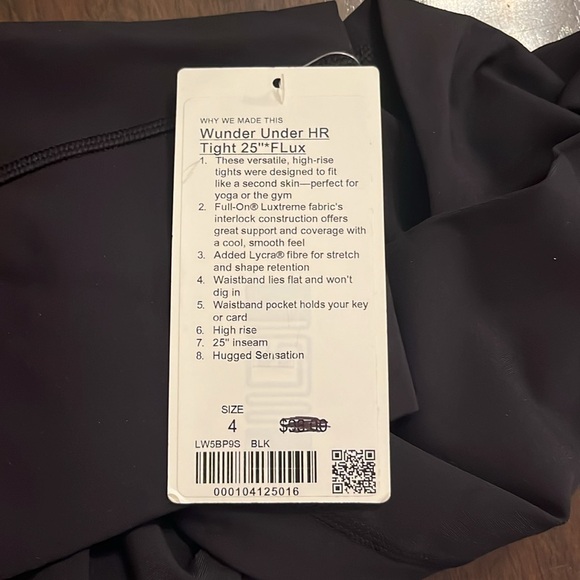 Black lululemon Wunder Under size 4 leggings 25” - Picture 5 of 5